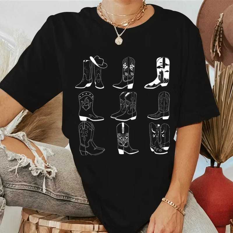 T-shirt Unissex Camiseta 100% Algodão Country Estampa Botas Country Estampada Texana Rodeio Texas