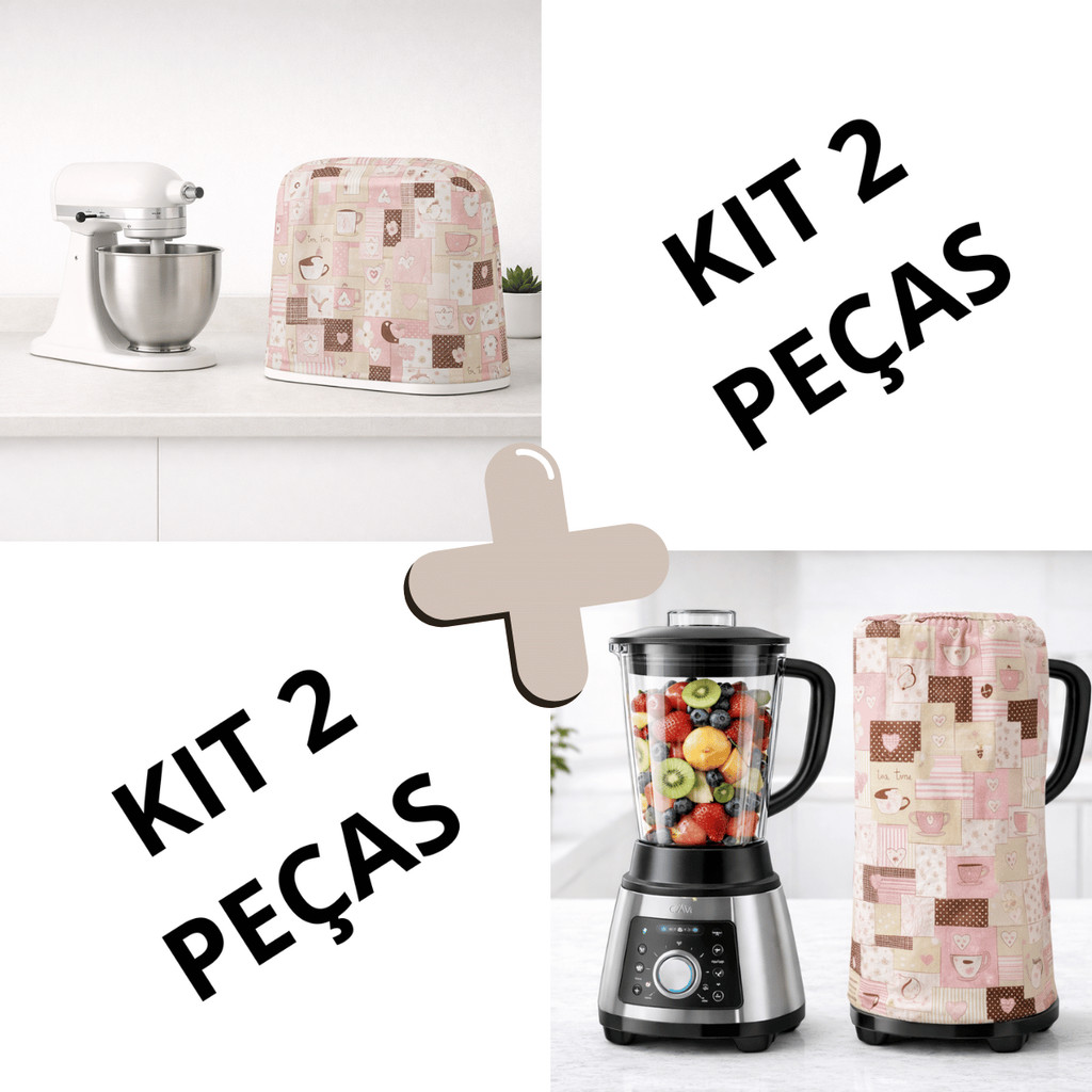 Jogo de Cozinha kit com 2 peças Capa Batedeira + Capa Liquidificador Estampado - Casa e Decoração.