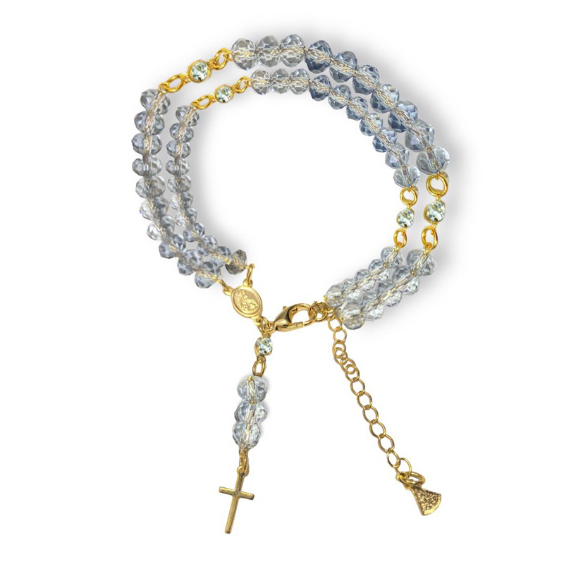 Pulseira Folheada Cristal Pingente Nossa Senhora Aparecida Transparente