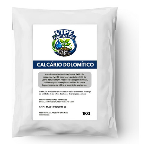 Calcário Dolomítico Corretivo Solo Com Cálcio E Magnésio 1kg