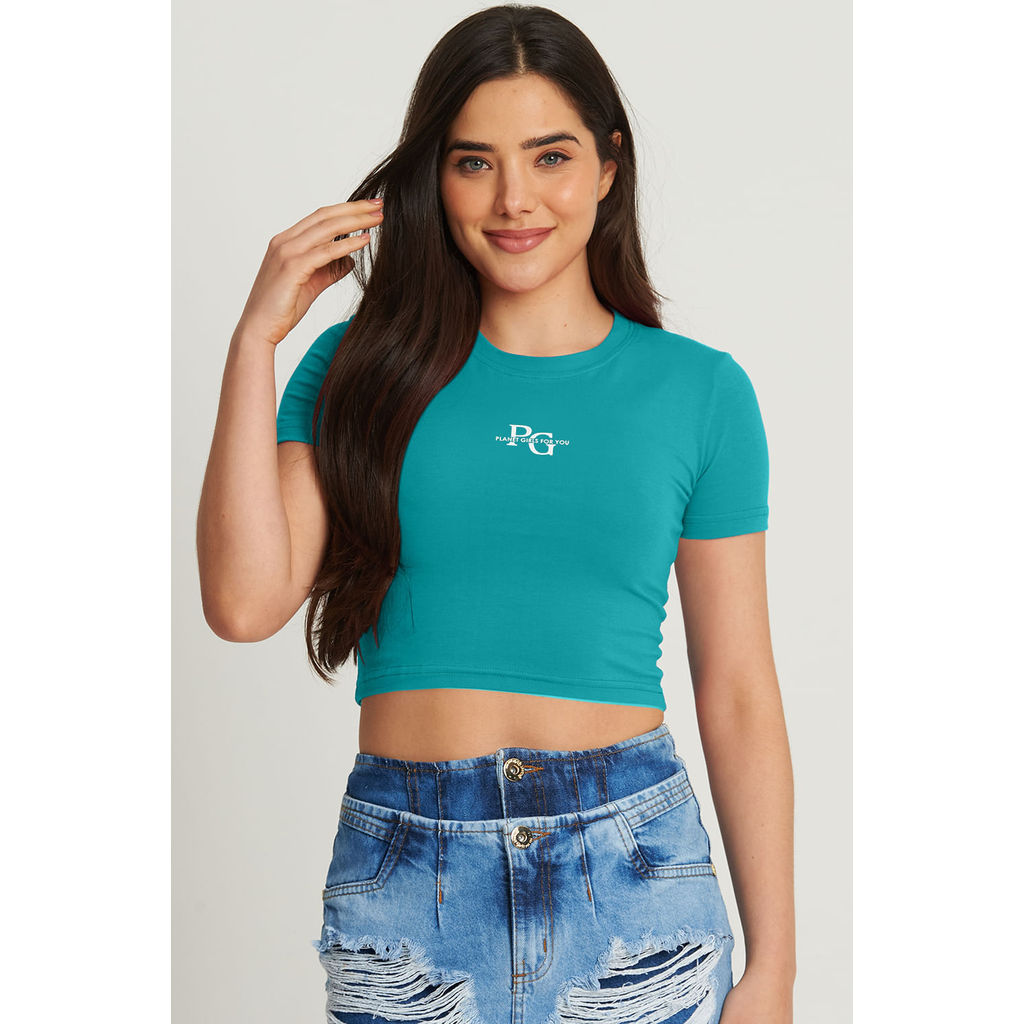 Cropped Feminino Logo Mini Planet Girls Verde em Oferta na Shopee