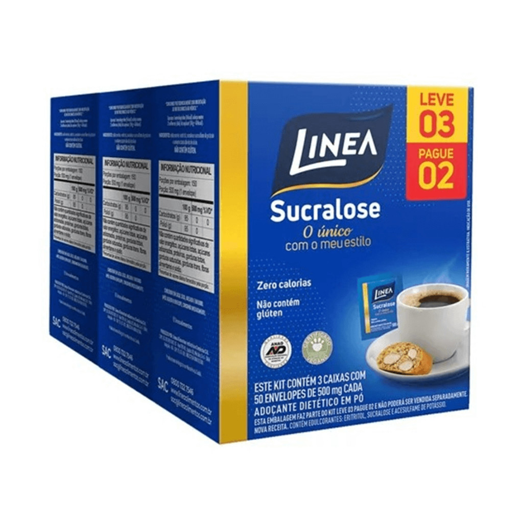PROMOÇÃO LEVE 3 PAGUE 2 Adoçante Sucralose Linea 50 Sachês em Oferta na Shopee