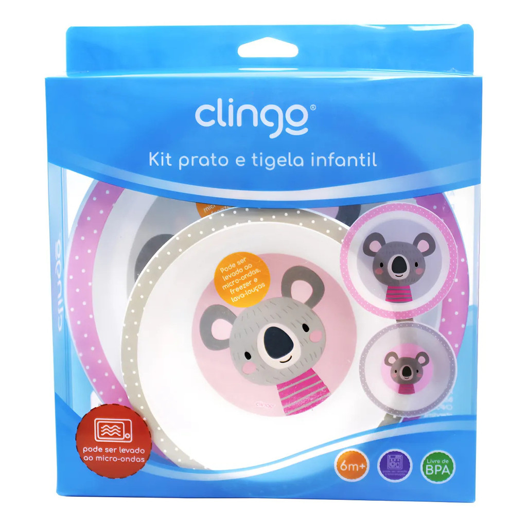 KIT PRATO E TIGELA CLINGO BOWL PRATO ALIMENTAÇÃO INFANTIL COALA MILKY em Oferta na Shopee