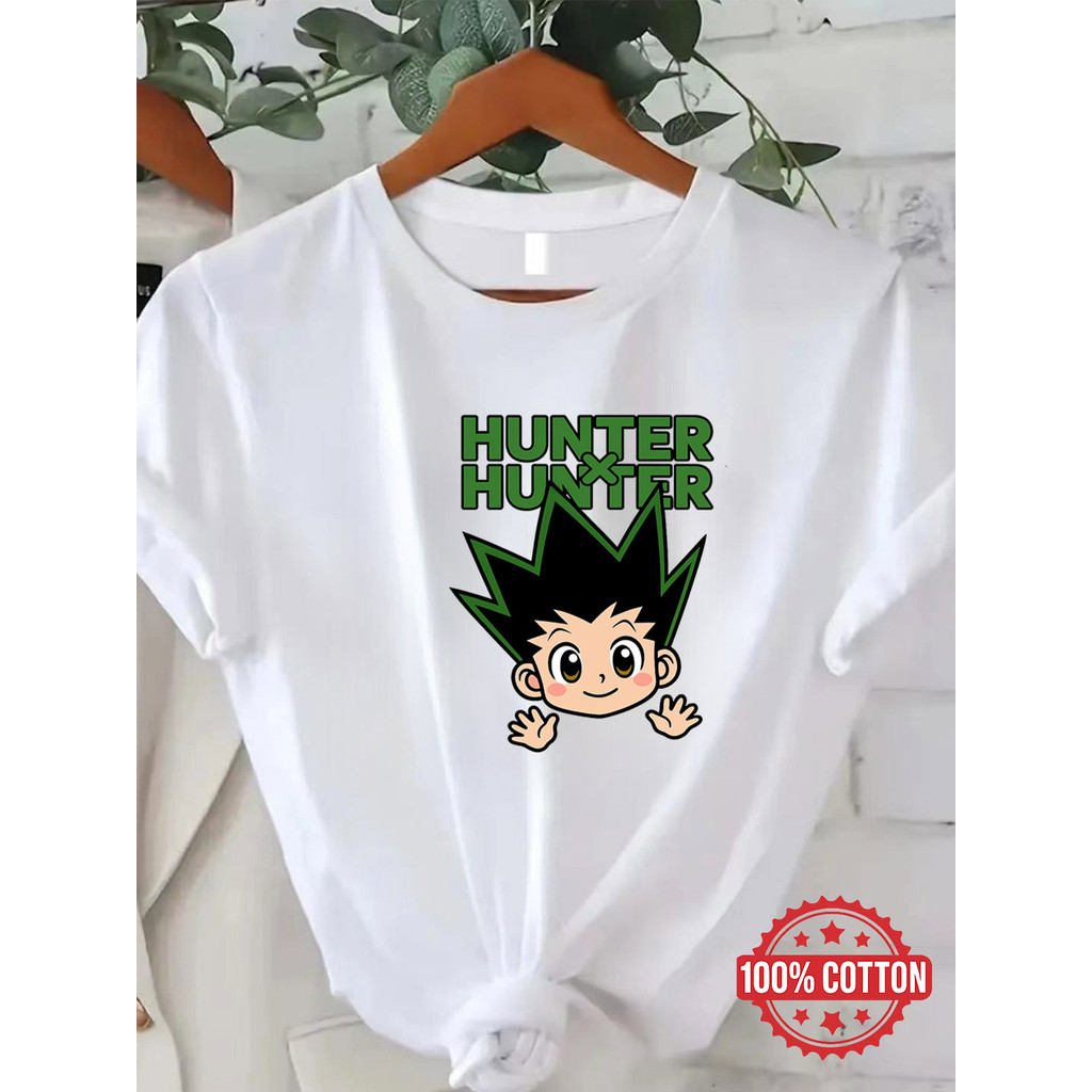 Camisola de Manga Curta Fashion Hunter x Hunter Anime para Mulher | Camiseta de Arte Manga Gon Freecss Cartoon