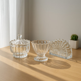Kit 3 Peças de Vidro Bomboniere 300ml + Taça Aperitivo 160ml + Porta Guardanapo Conjunto Mesa Posta em Oferta na Shopee