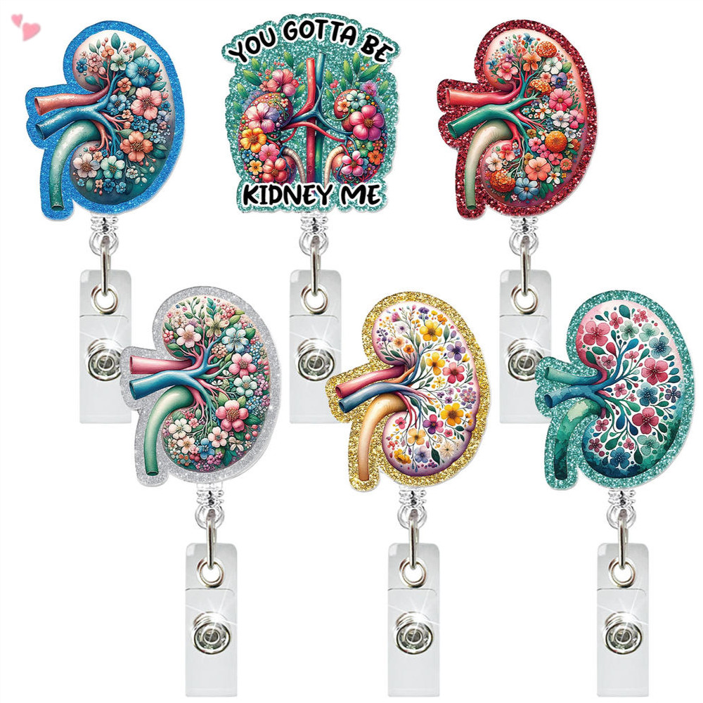 Carretel De Crachá De Rim Floral , Carretéis Urologia Porta Cartão De Identificação Retrátil Glitter Com Clipe De Jacaré em Oferta na Shopee