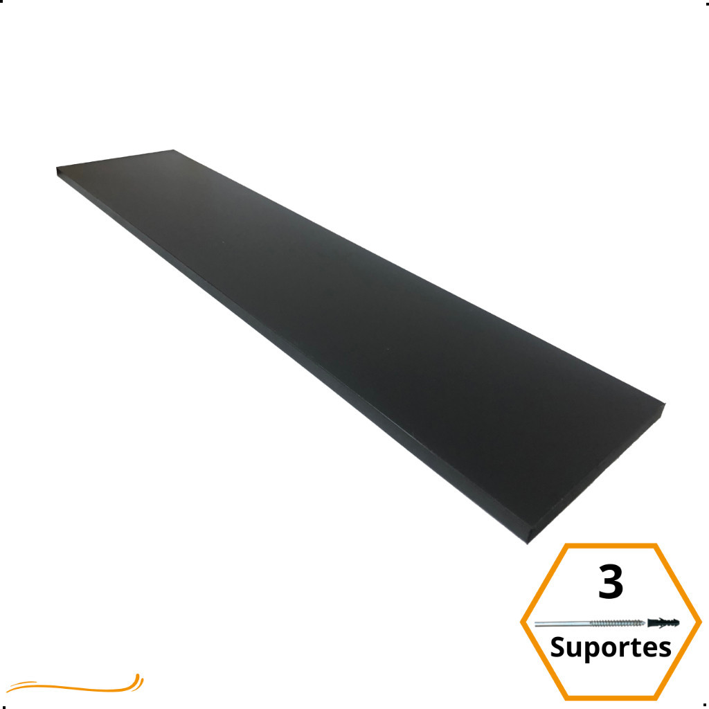 1 Prateleira Preta 90X20 Com Suporte Flutuante Mdf  Organizadora Decoração Cozinha Quarto Banheiro em Oferta na Shopee