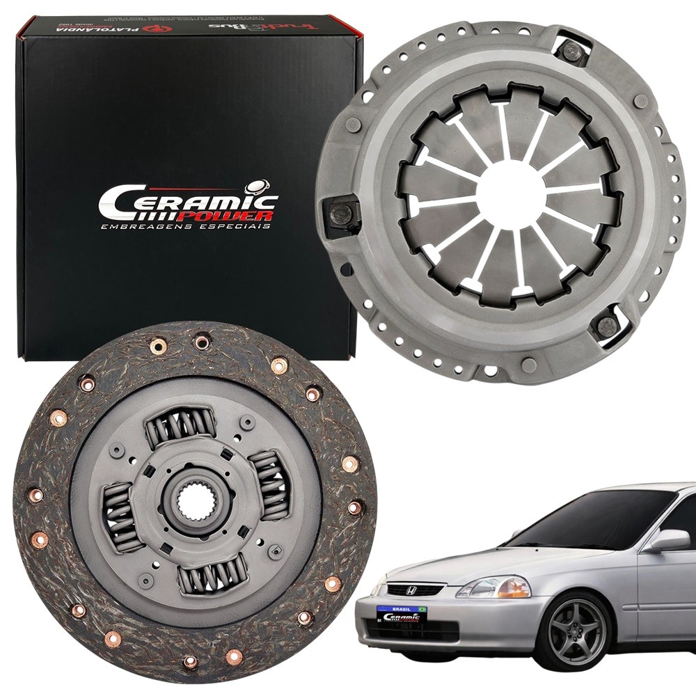 Kit Embreagem Lona Hd Civic G6 G7 1.6 1.7 16v 1991 Até 2006 Ceramic Power