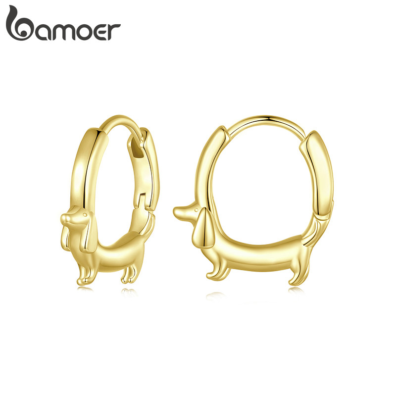 Brincos Bamoer Dachshund Dourado Para Mulheres Meninas Joias Da Moda