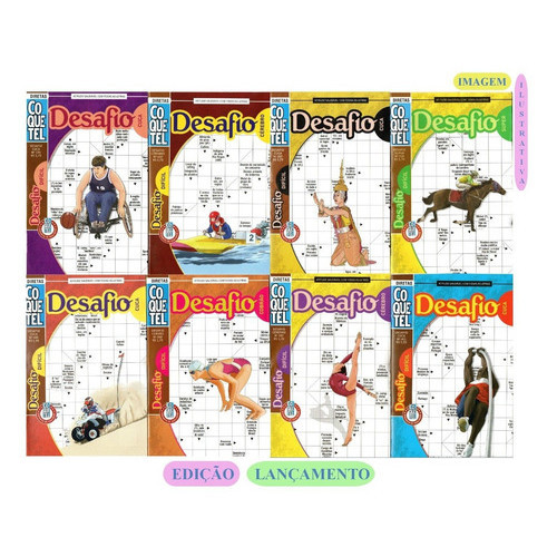 Kit 6 Livro Palavra Cruzada Desafio Difícil Coquetel