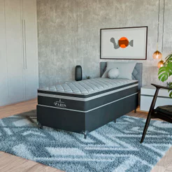 Cama Box Solteiro Preto + Colchão Paris Molas Preto