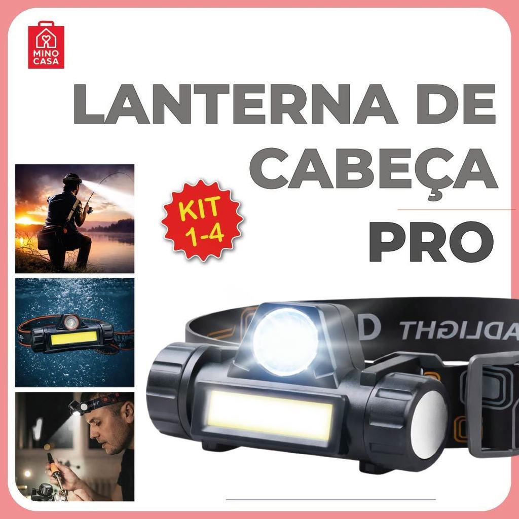 Imagem Lanterna de Cabeça Led Alta Potência com lanterna dianteira carregador USB Bivolt