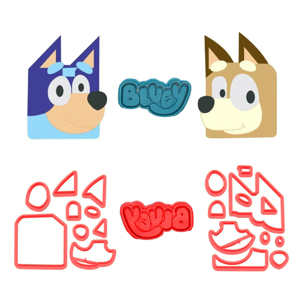 Kit Cortadores Bluey E Bingo  Para Biscoito Pasta Americana