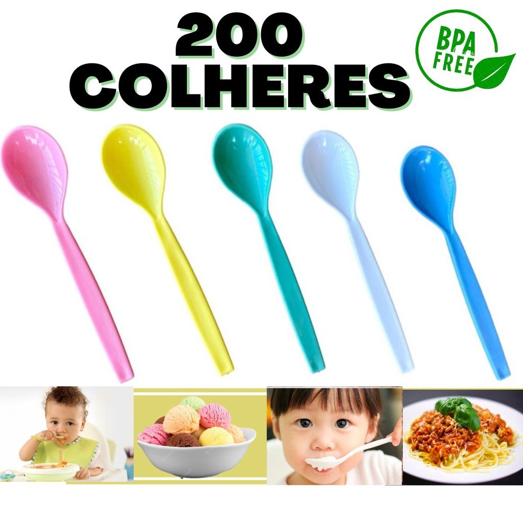 200 colheres sobremesa sorvete açai refeição lanche merenda escola creche lanchonete idoso infantil