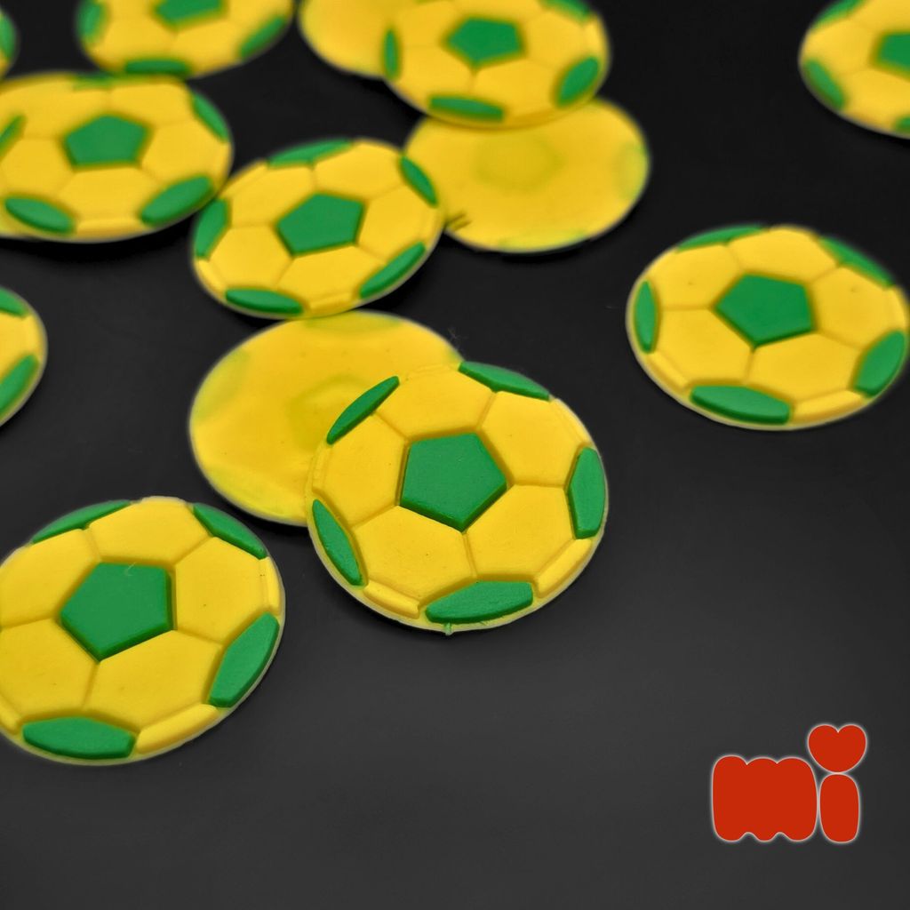 Aplique Emborrachado Coração Brasil 42x49mm ou Bola de Futebol 25mm – 5 a 25 Peças