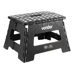 Banqueta Plástica Multiuso dobrável 22cm capacidade 150kg Vonder Preto