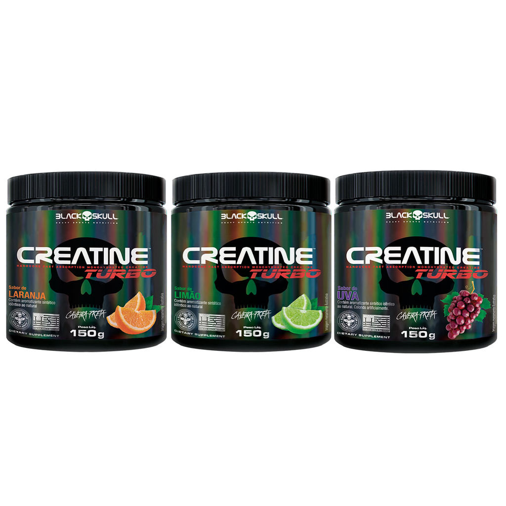 3x Creatine Turbo Sabores 150g - Black Skull em Oferta na Shopee