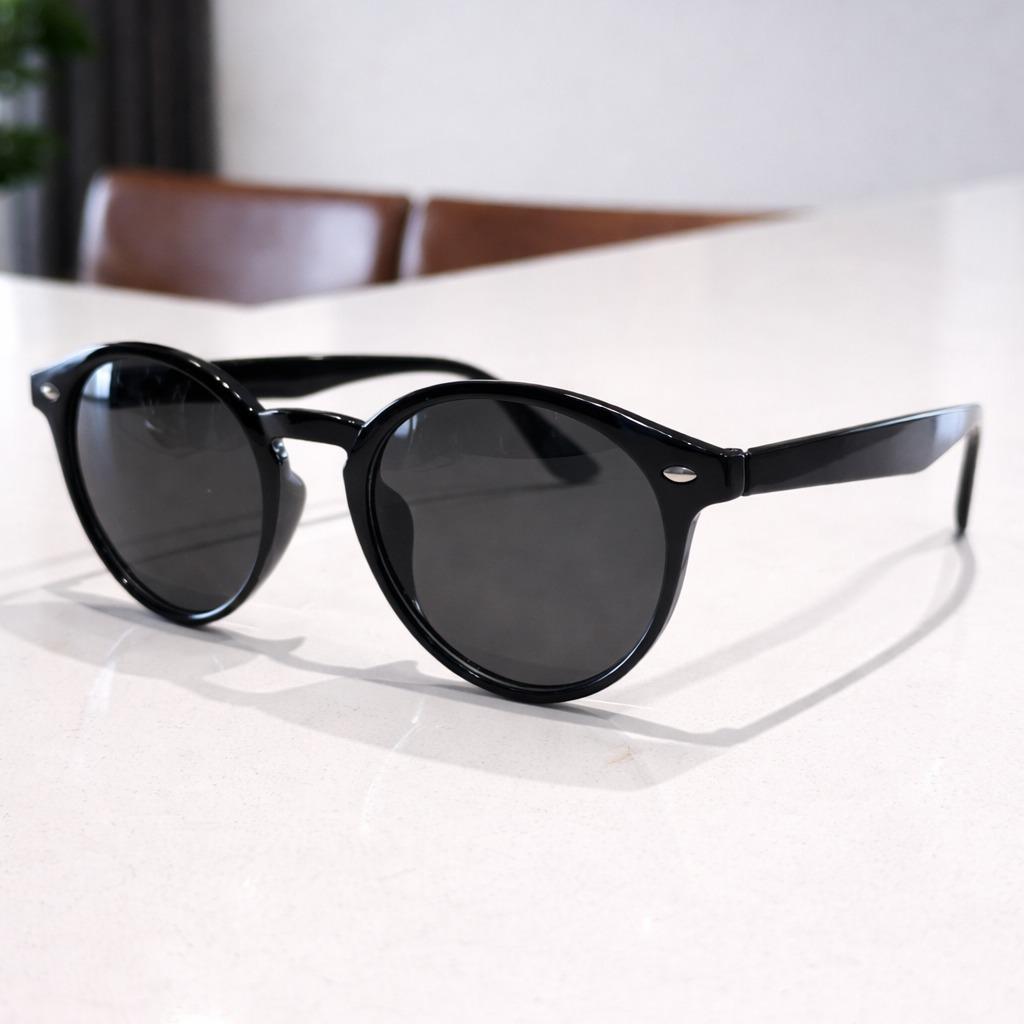 Óculos de Sol Redondo Unissex Retrô Vintage Estiloso Preto Transparente Tartaruga Nude