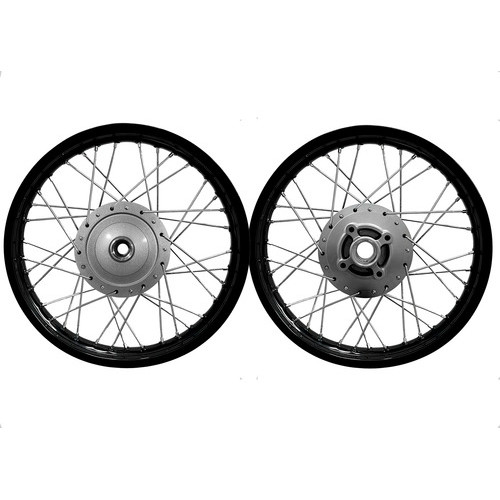 Par Jogo Rodas Fan 125 2009/2018 Montada Alinhada Aro Preto Raio Cromado 4mm