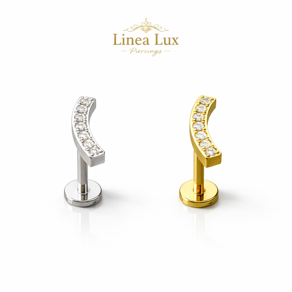 Piercing Cluster 6 Zircônias Titânio F136 Original Antialérgico  Destaque Absoluto Prata/Dourado | Envio Rápido em Oferta na Shopee