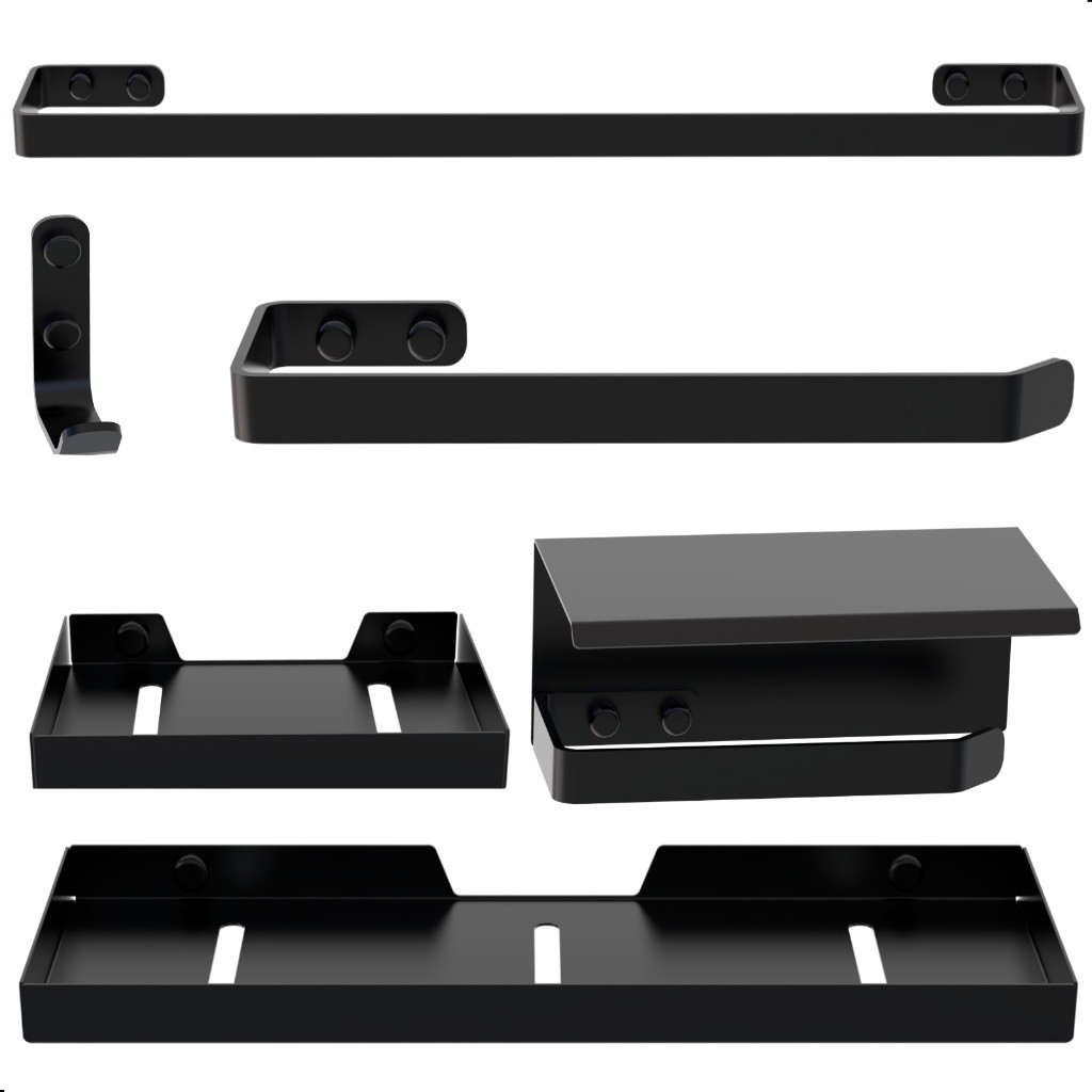 6 Peças Kit Banheiro Preto Fosco  Porta Toalha Saboneteira Suporte 003 em Oferta na Shopee