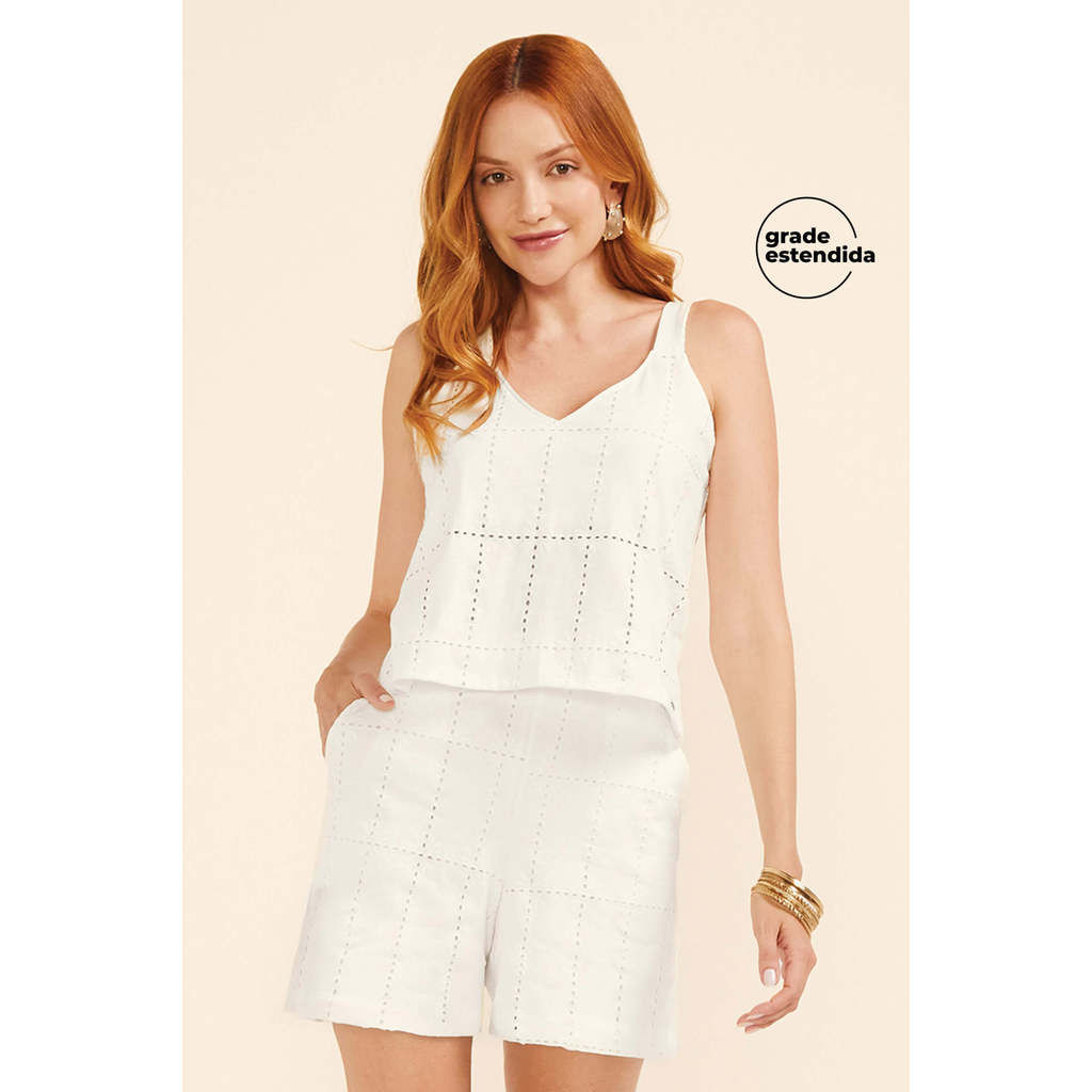 Conjunto Feminino Algodão Devorê Marialícia Bege