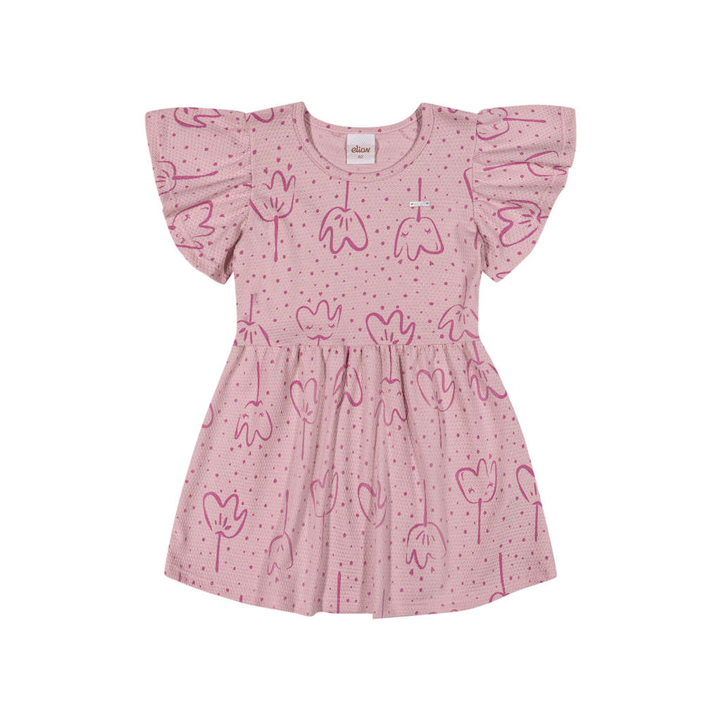 Vestido Infantil Menina Floral Texturizado Elian Rosa em Oferta na Shopee