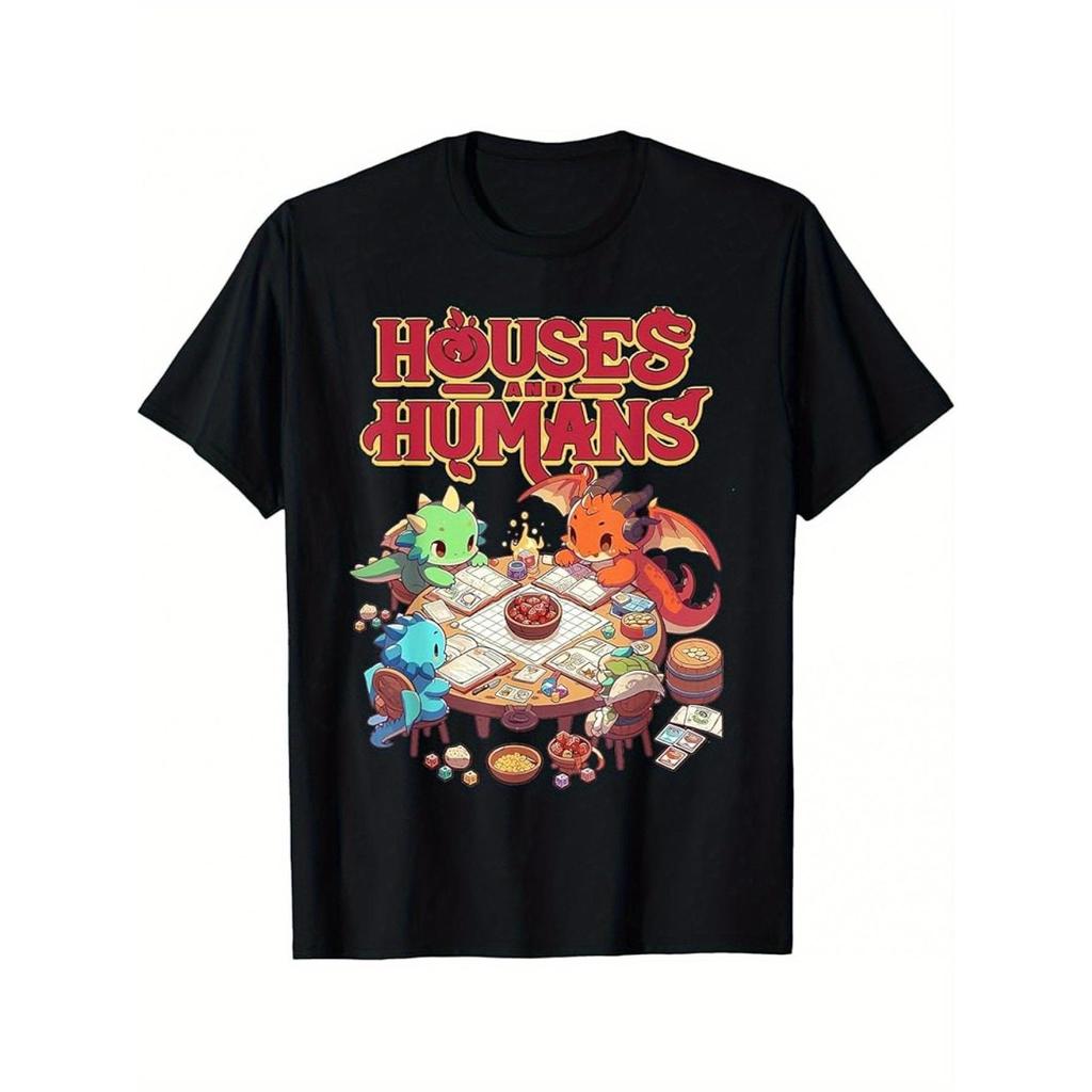 1 Camiseta de Homem "Casas vs Humanos" Vintage Anos 90 Retro Gaming - Design Divertido de Jogo de Tabuleiro "Casas vs Hu