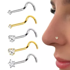 Piercing Nariz Ponto De Luz Aço Cirúrgico Coração Nostril