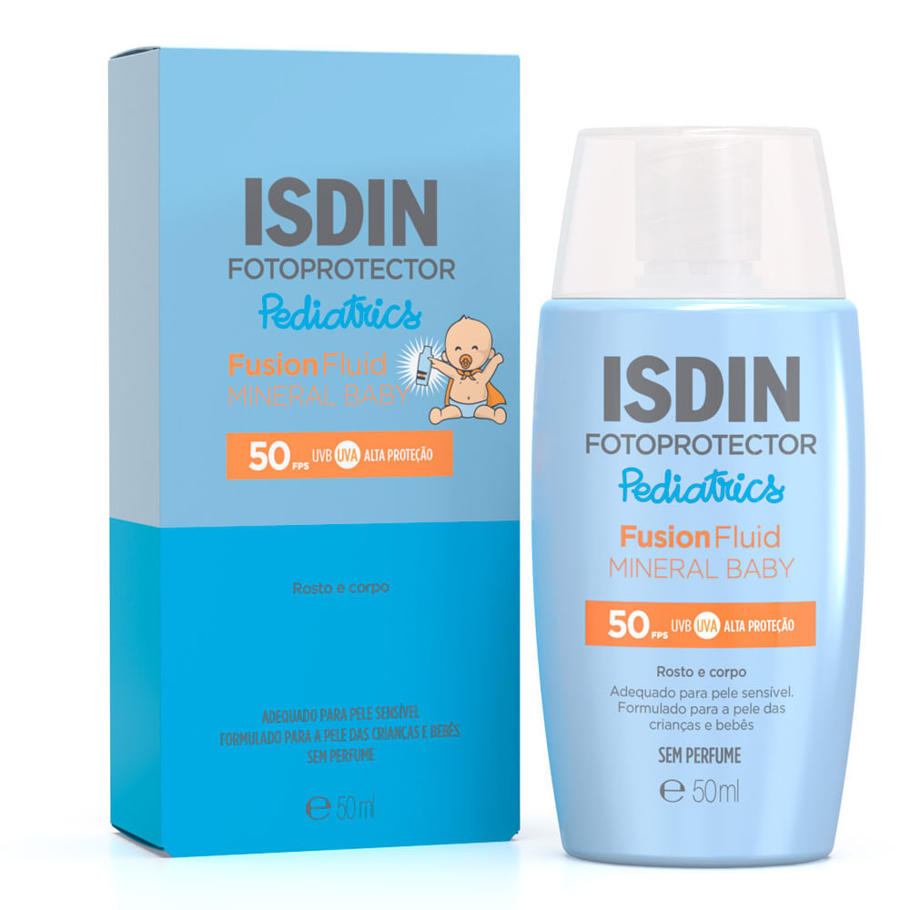 Protetor Solar Isdin Fotoprotector Pediatrics Fusion Fluid Mineral Baby FPS 50 Sem Perfume 50ml