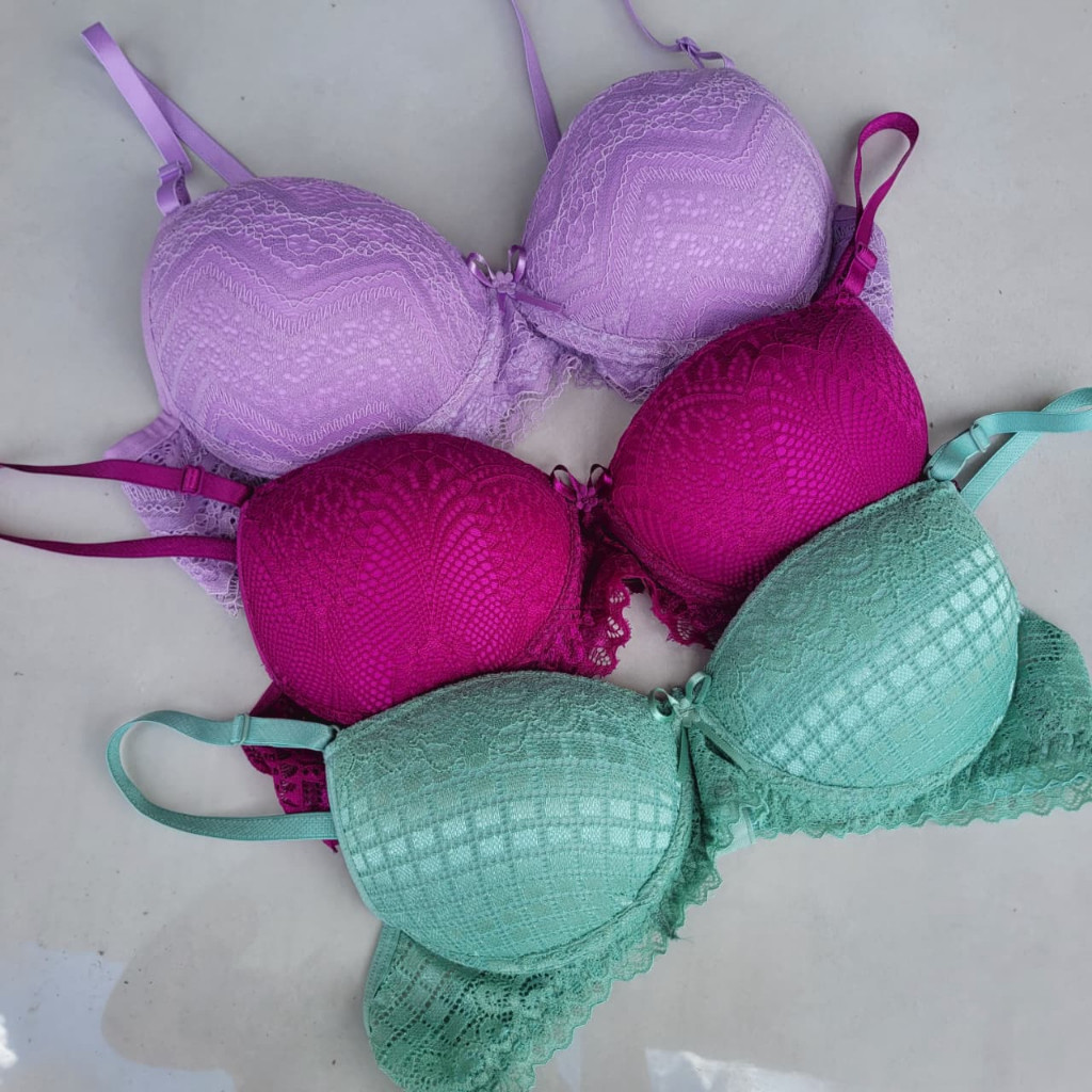 Kit 3 Sutiãs Renda com Bojo Com aro Confortável Lingerie Feminina Premium em Oferta na Shopee
