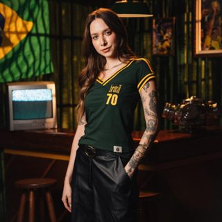 Camisa Brasil Retrô Treino Pelé 1970 Feminina em Oferta na Shopee