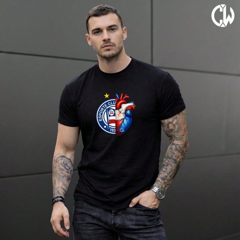 Camiseta Camisa Coração Bahia Futebol Torcedor 100% algodão Lançamento