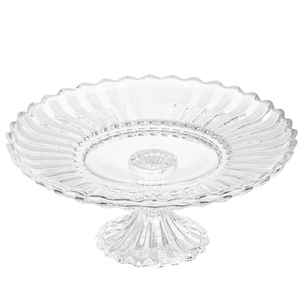 Prato Lux High Fruteira C/ Pé Centro de Mesa Vidro Saladeira Prato de Bolo