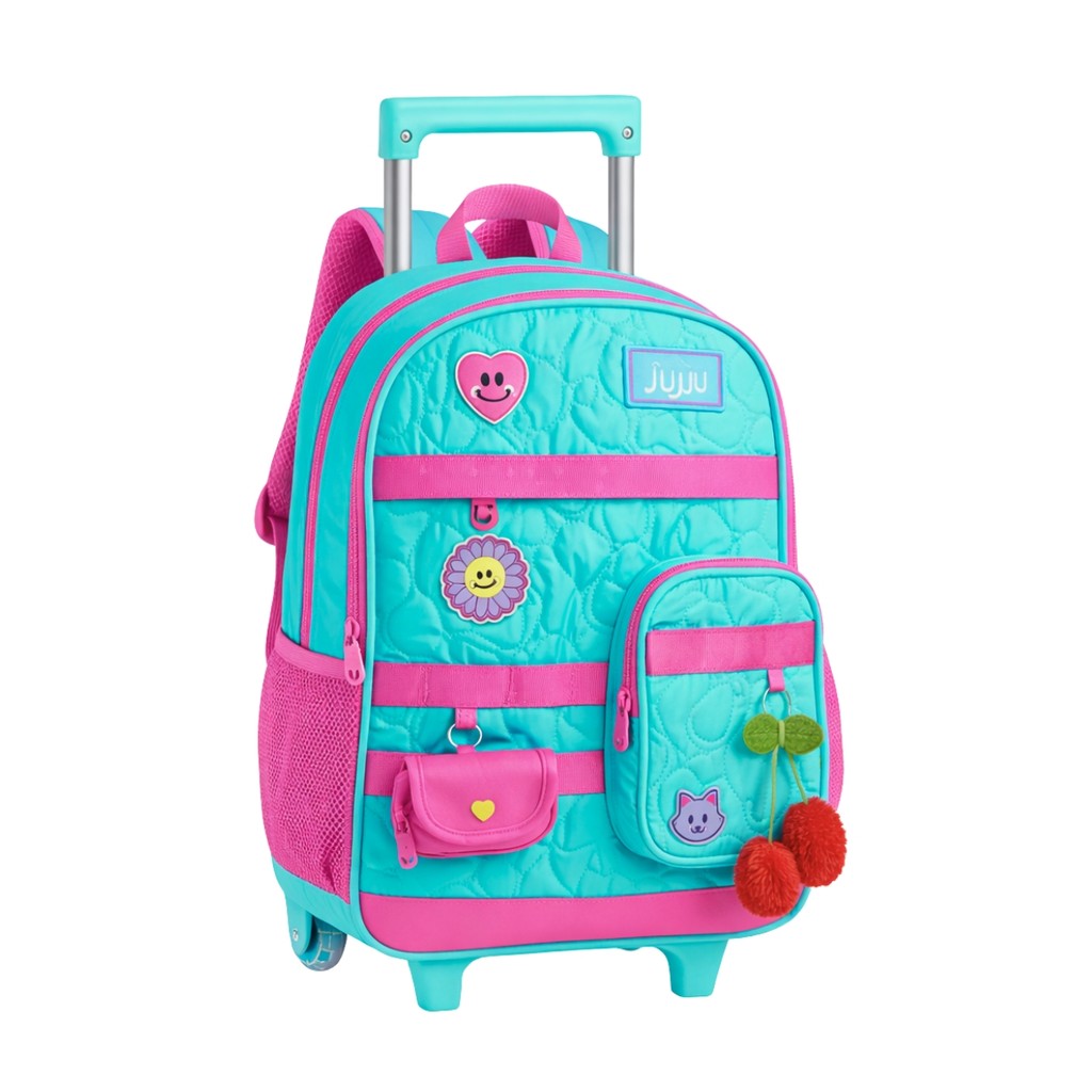 Mochila De Rodinhas Juju Teófilo Com Alças Ajustáveis Diversos Bolsos Escolar Infantil Licenciado Volta Às Aulas - Clio