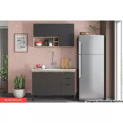 Cozinha Completa Firenze 2 Peças (1 Aéreo + 1 Balcão) CP11 Avena/Grafito - Demóbile