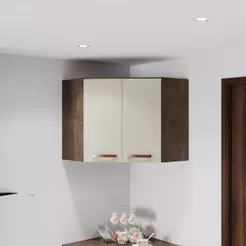 Armário Aéreo Modulado De Canto Fidelitá Lisboa 75cm 2 Portas Noce/Off-White