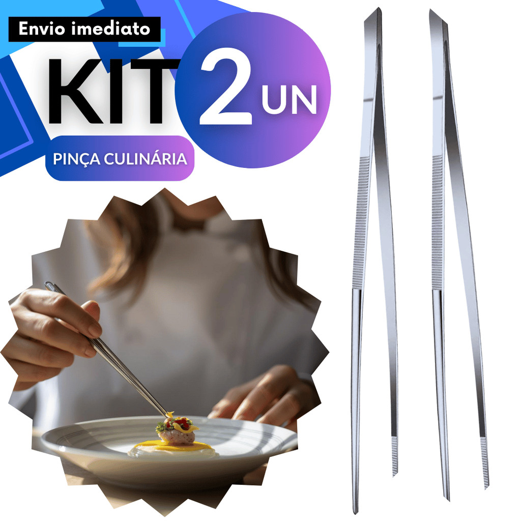 Kits 2/3/5/8 Pinça Culinária Inox 30cm Ergonômica Antiderrapante Reforçada Cozinha Bar Chef Barmen