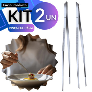Kits 2/3/5/8 Pinça Culinária Inox 30cm Ergonômica Antiderrapante Reforçada Cozinha Bar Chef Barmen
