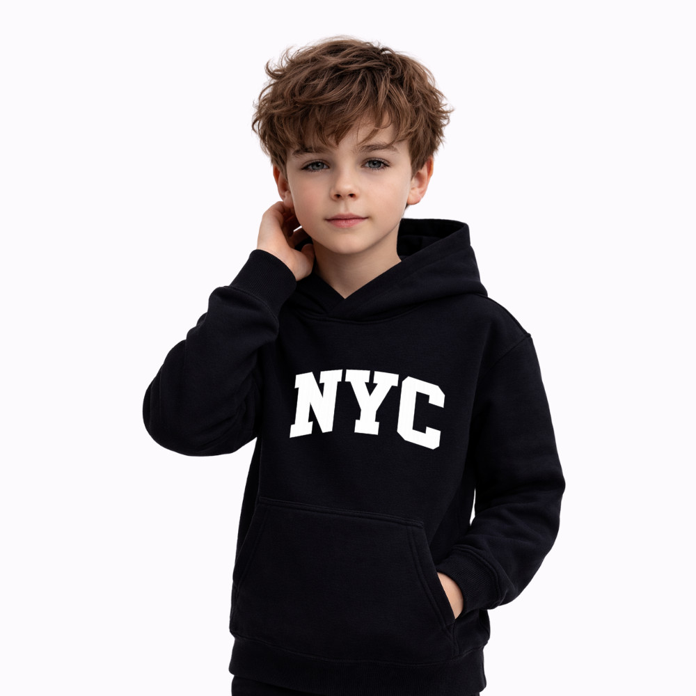 Moletom Canguru Infantil NYC com Capuz Estampado, Quentinho e Confortável