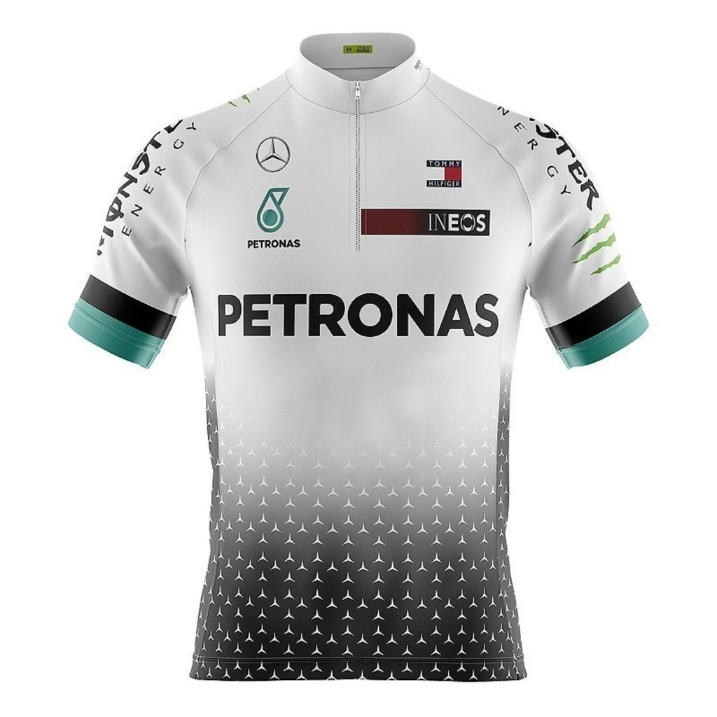 Camisa Ciclismo Masculina Dryfit Proteção UV Bike MTB Speed Petronas Branca