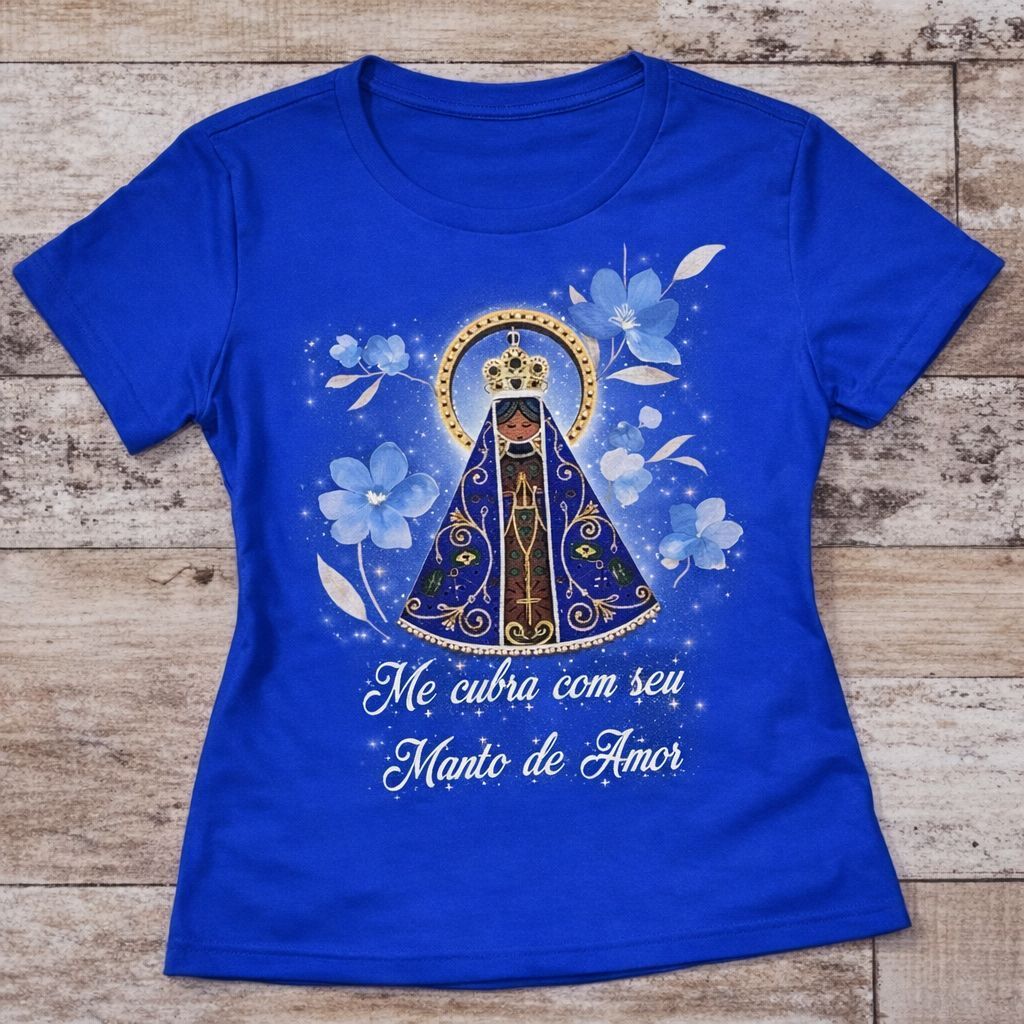 Camisa Feminina Básica Religiosa Nossa Senhora Aparecida Blusinha Confortável Cristã Camiseta Premium Street