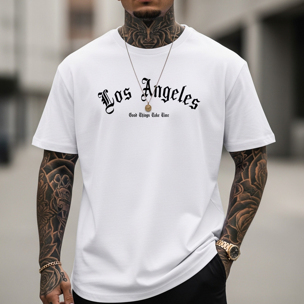 Camiseta Básica Masculina Campanha  Los Angeles Time Camisa