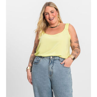 Regata Feminina Plus Size Infinita Cor Amarelo em Oferta na Shopee