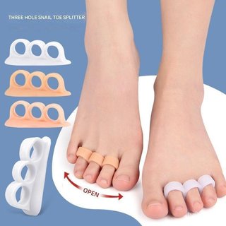 1 par de separadores de dedos em silicone, separador de 3 furos, corretor de pés, ferramenta para cuidados com os pés, e