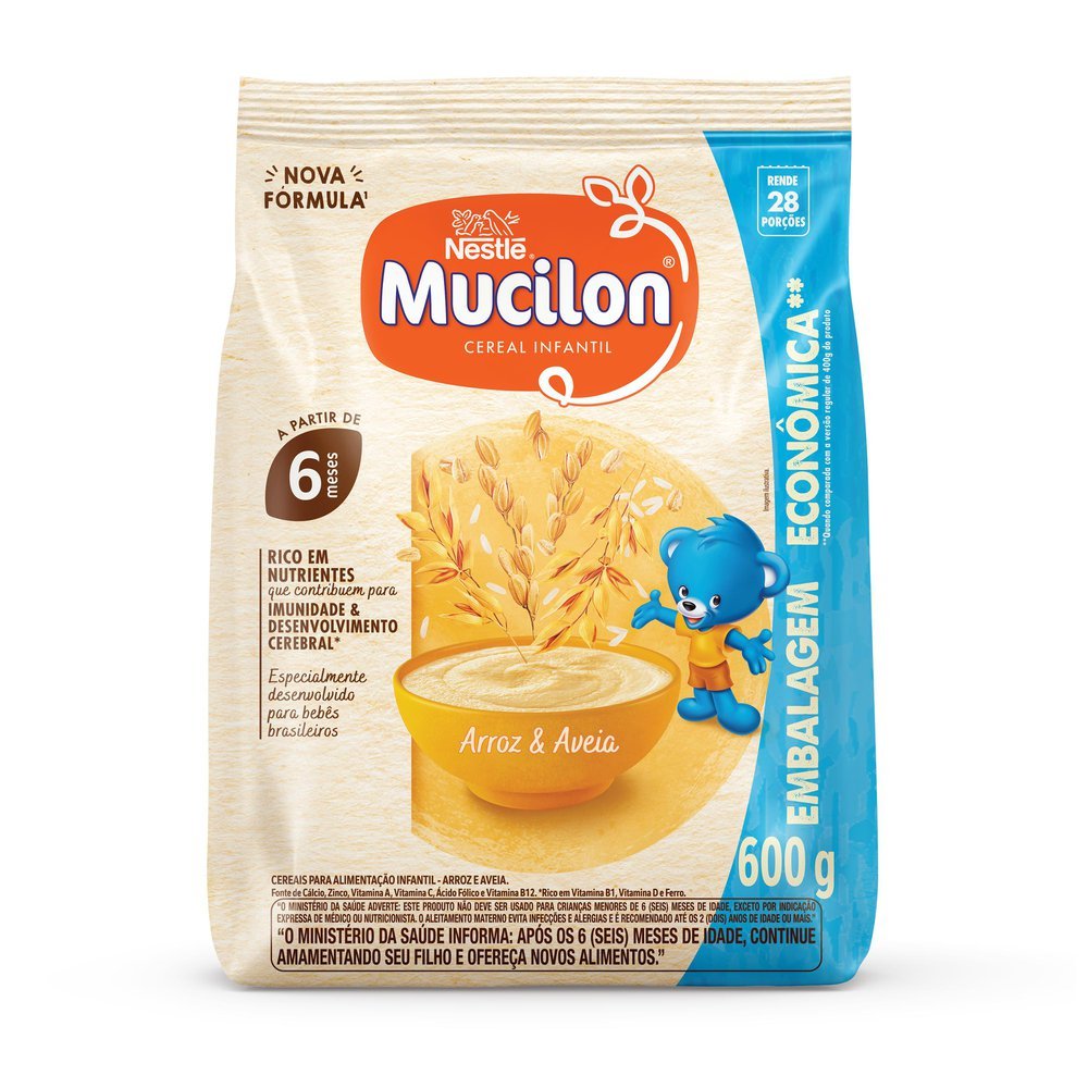 Cereal Infantil Mucilon Arroz e Aveia 600g em Oferta na Shopee