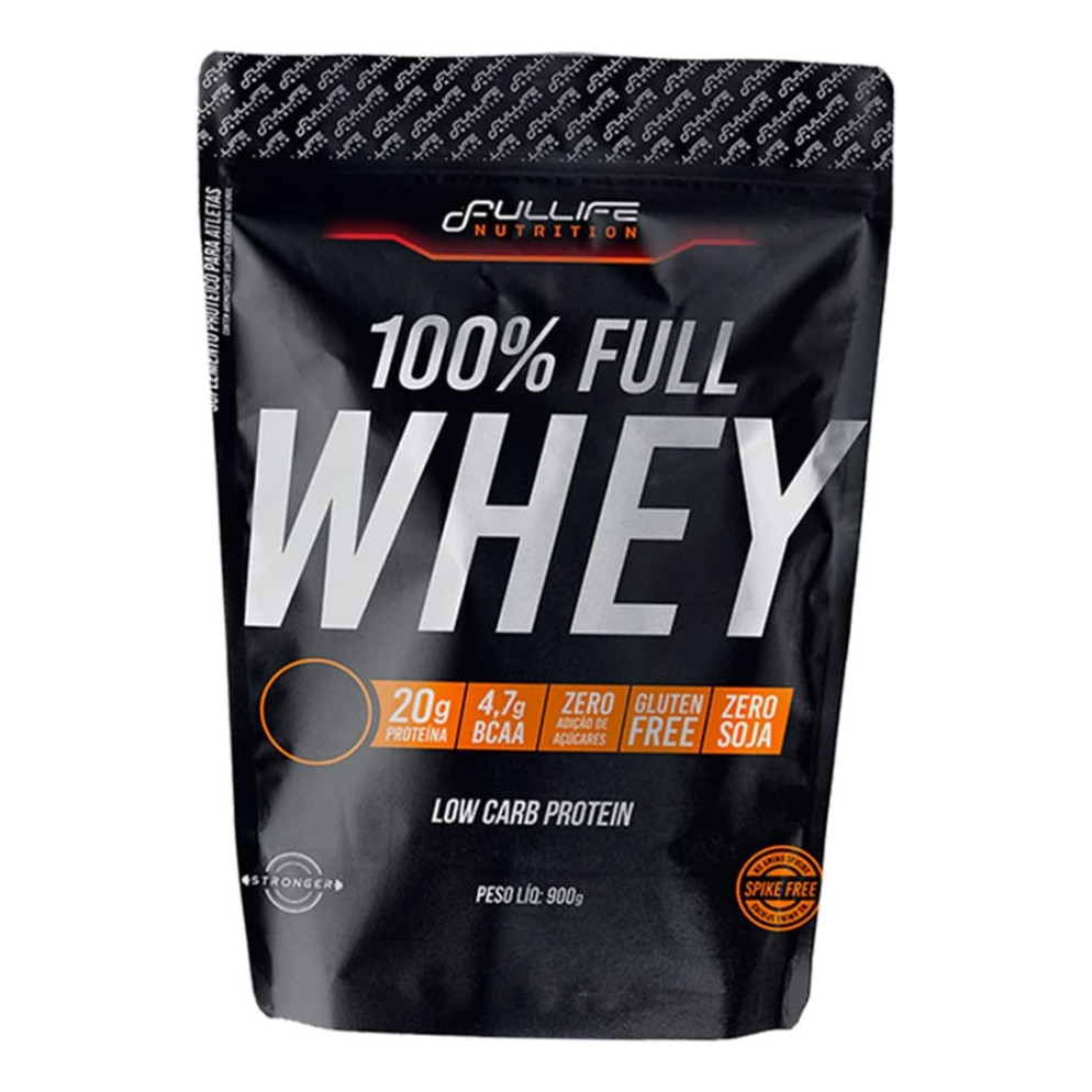 Whey Protein 100% Puro refil 900g 20g Proteína + Bcaa Fullife Nutrition
