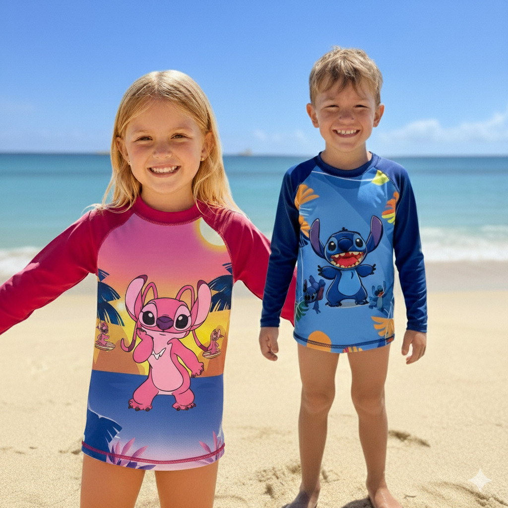 Camisa Infantil Personagens Proteção Solar UV50+Blusa Térmica Menino Menina