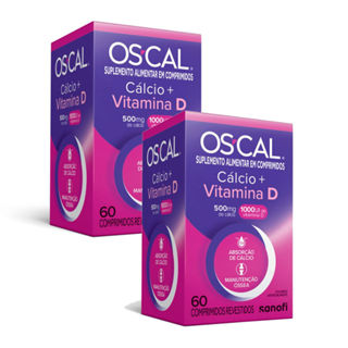 Kit 2 OS-CAL Cálcio 500mg + Vitamina D 1000UI com 60 Comprimidos Revestidos em Oferta na Shopee