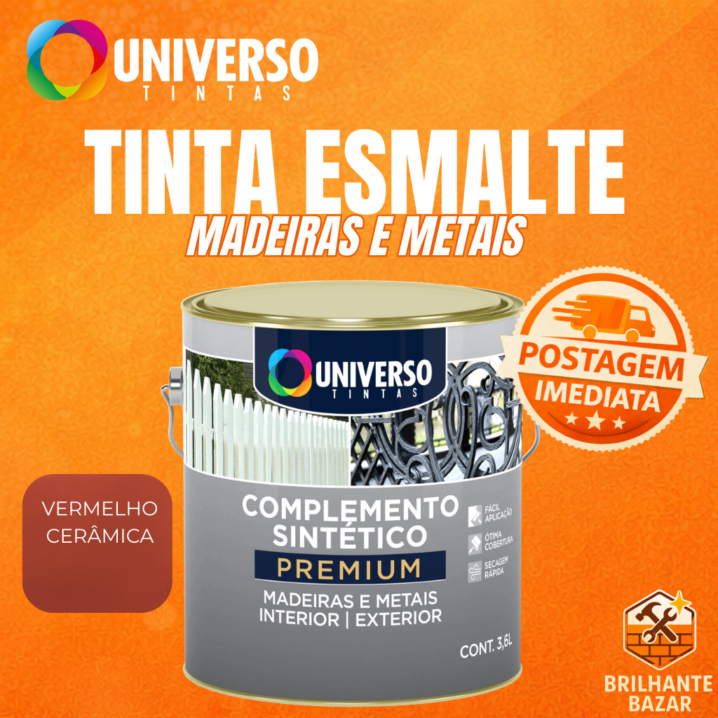 Tinta Esmalte Vermelho Cerâmica 3,6L | 900mL p/ Telha Universo Tintas Galão